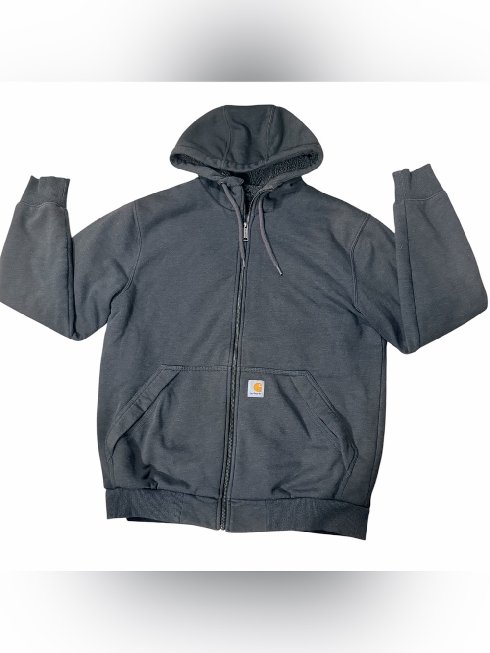 Carhartt Men’s Gray Full-Zip Sherpa Hoodie Jacket